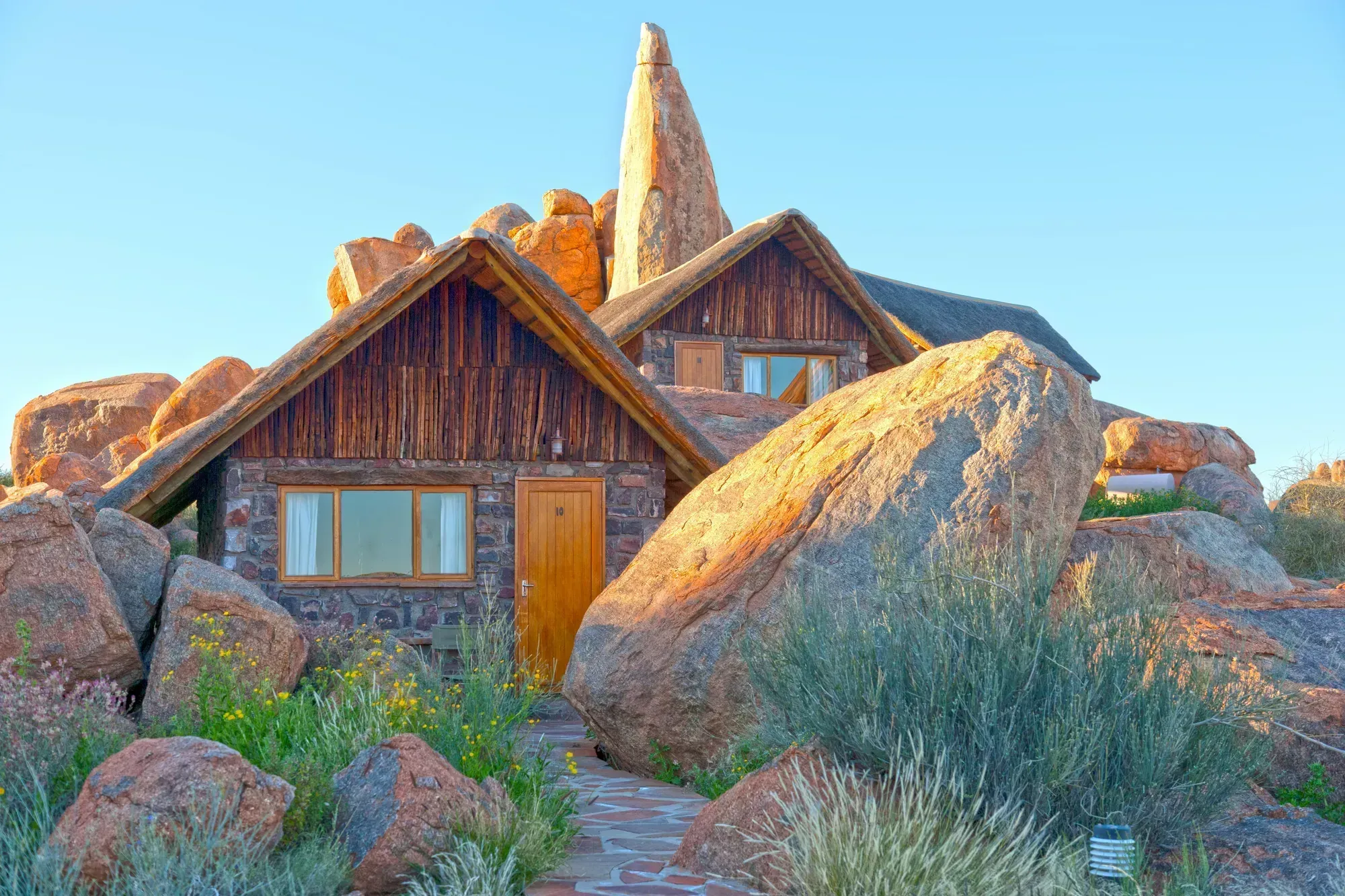 Canyon Lodge's natural-stone chalets, tucked among giant granite boulders around a century-old farmhouse.