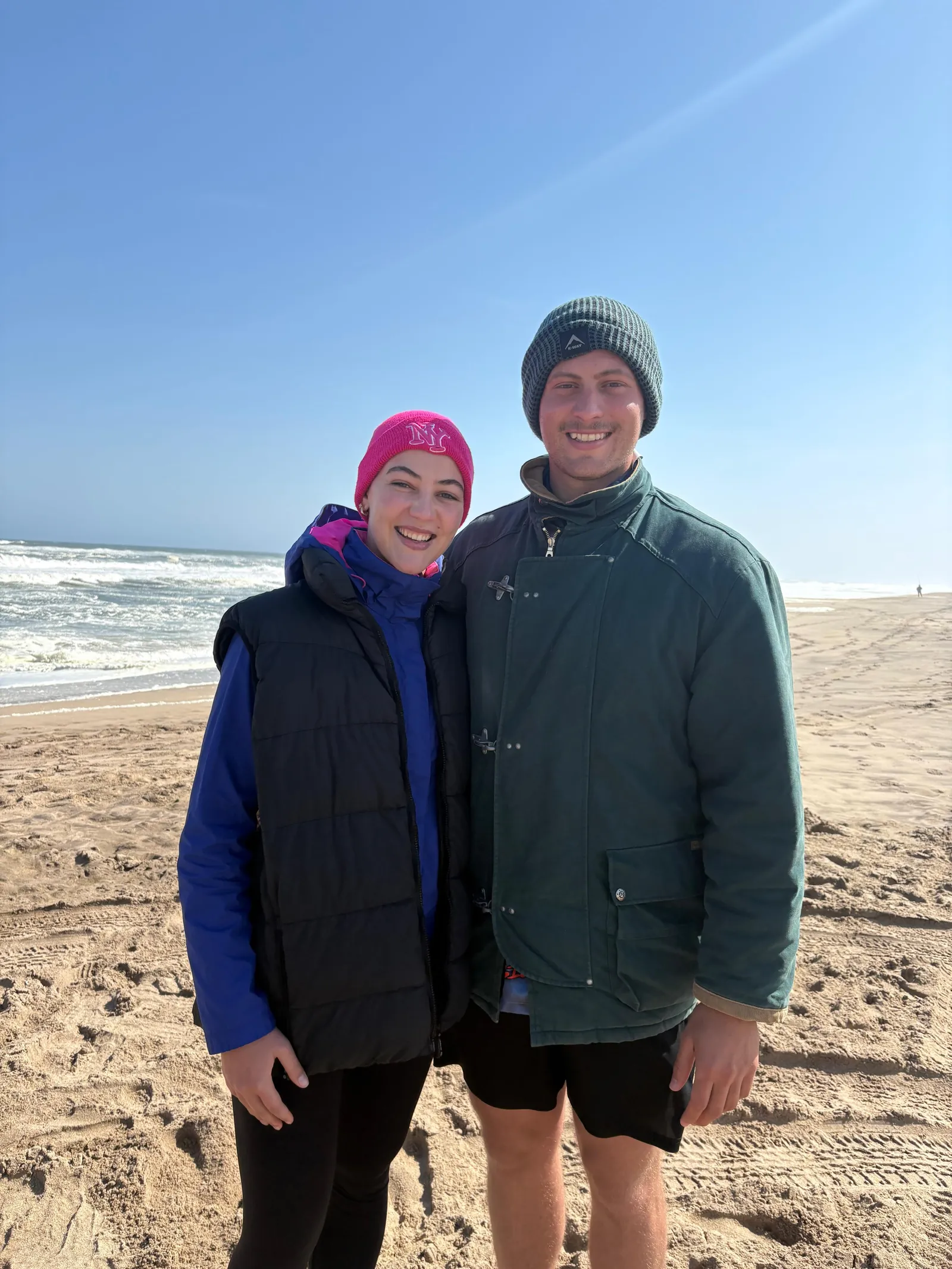 The founder of Sandura Tours with our socials lead, on the Namibian coast